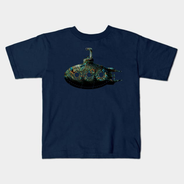 Trippy Psychedelic Submarine Kids T-Shirt by Cobb's Creations